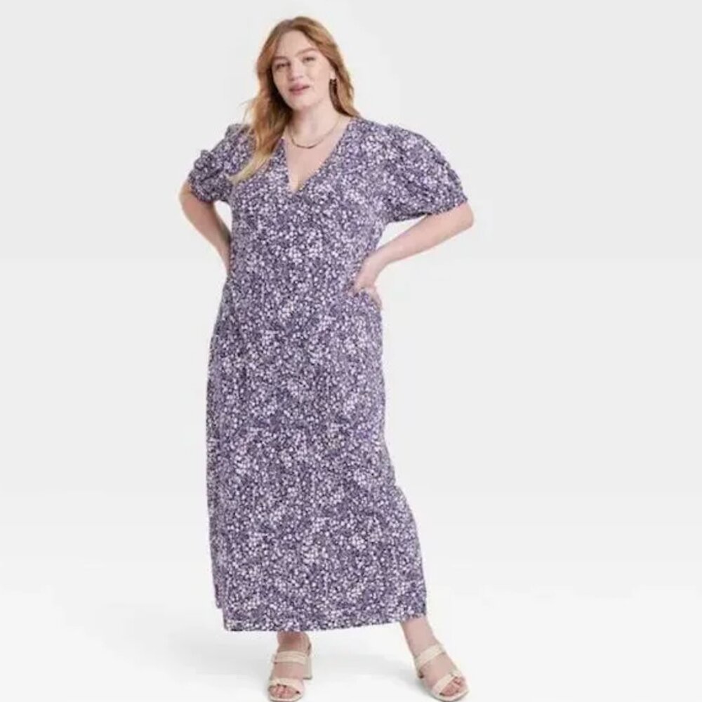 A New Day Blue & White Floral Midi Dress – Size XXL